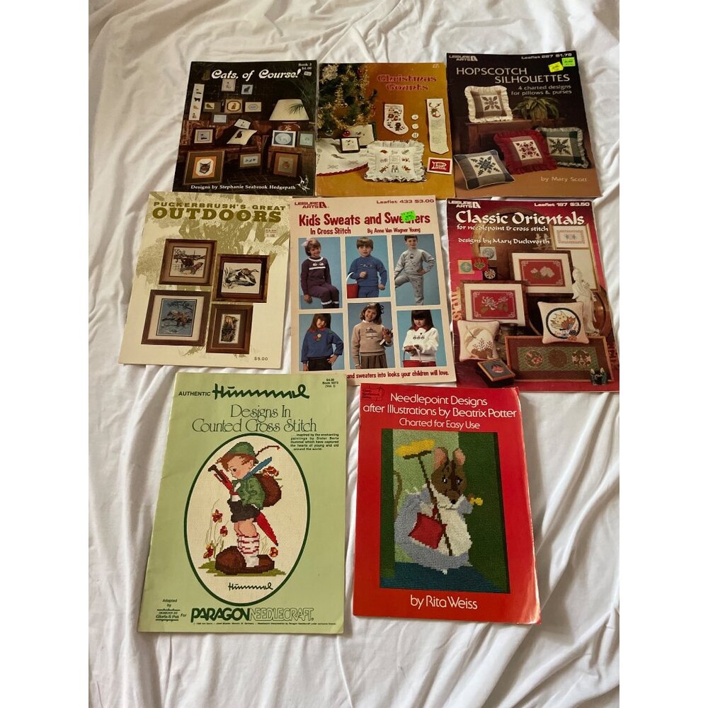 Vintage Needlecraft Pattern Booklets Lot Of 8 Featuring Beatrix Potter Hummel Or